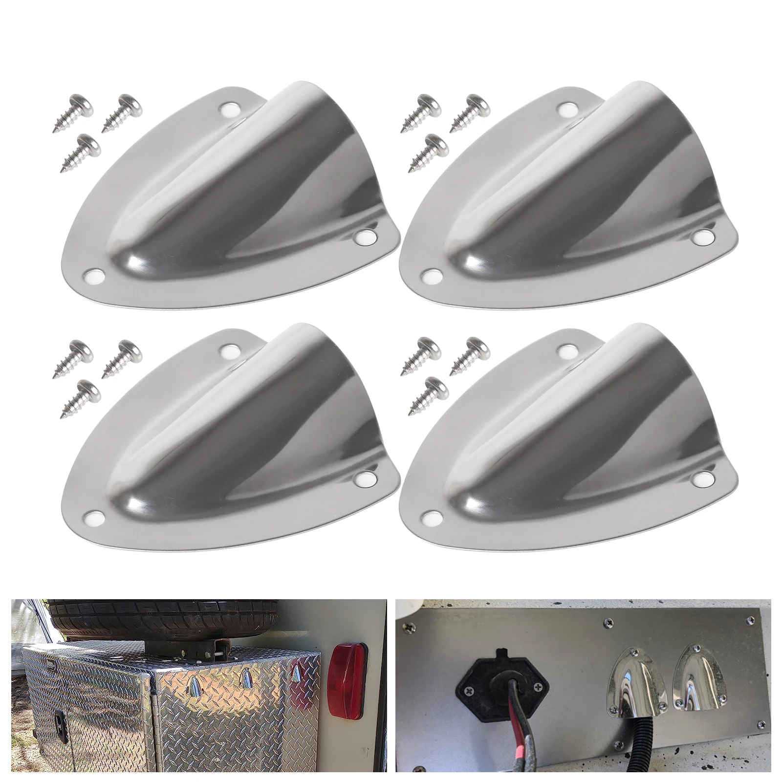 1/4/10 pcs Large Marine 316 Stainless Steel UV-proof Clam Shell Vent Cover For Marine Boat Yacht RV Marine Wire Cable Vent Cover