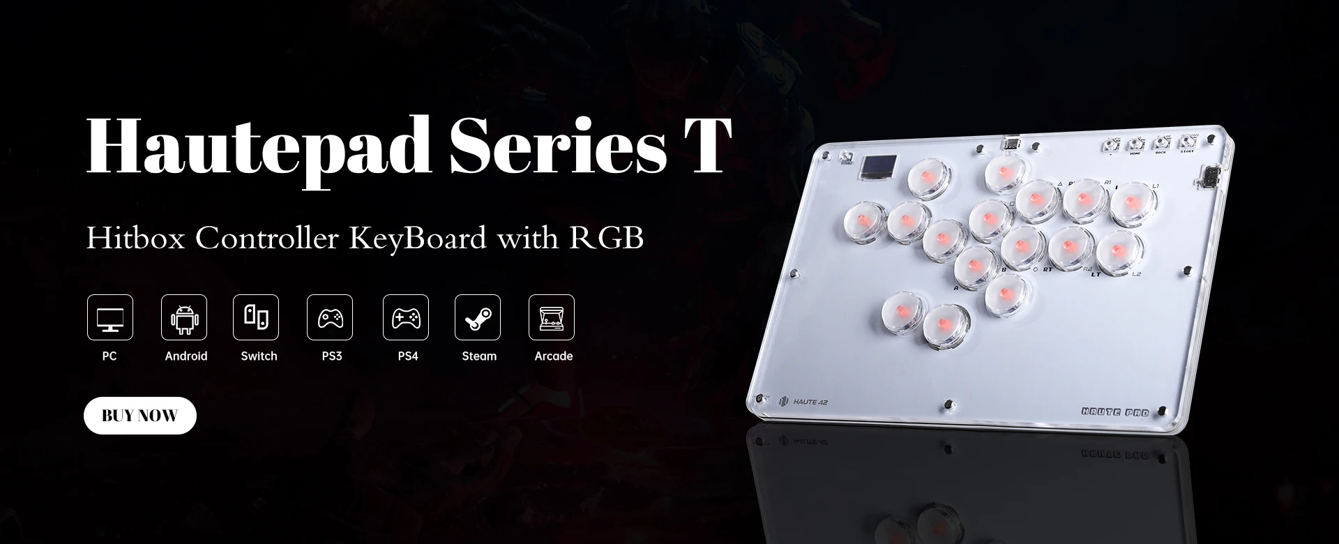 Haute42 Arcade Joystick Hitbox Leverless Controller Fight Sticks For PC / Ps4 /Switch Mini Hitbox Fighting Game Arcade Stick