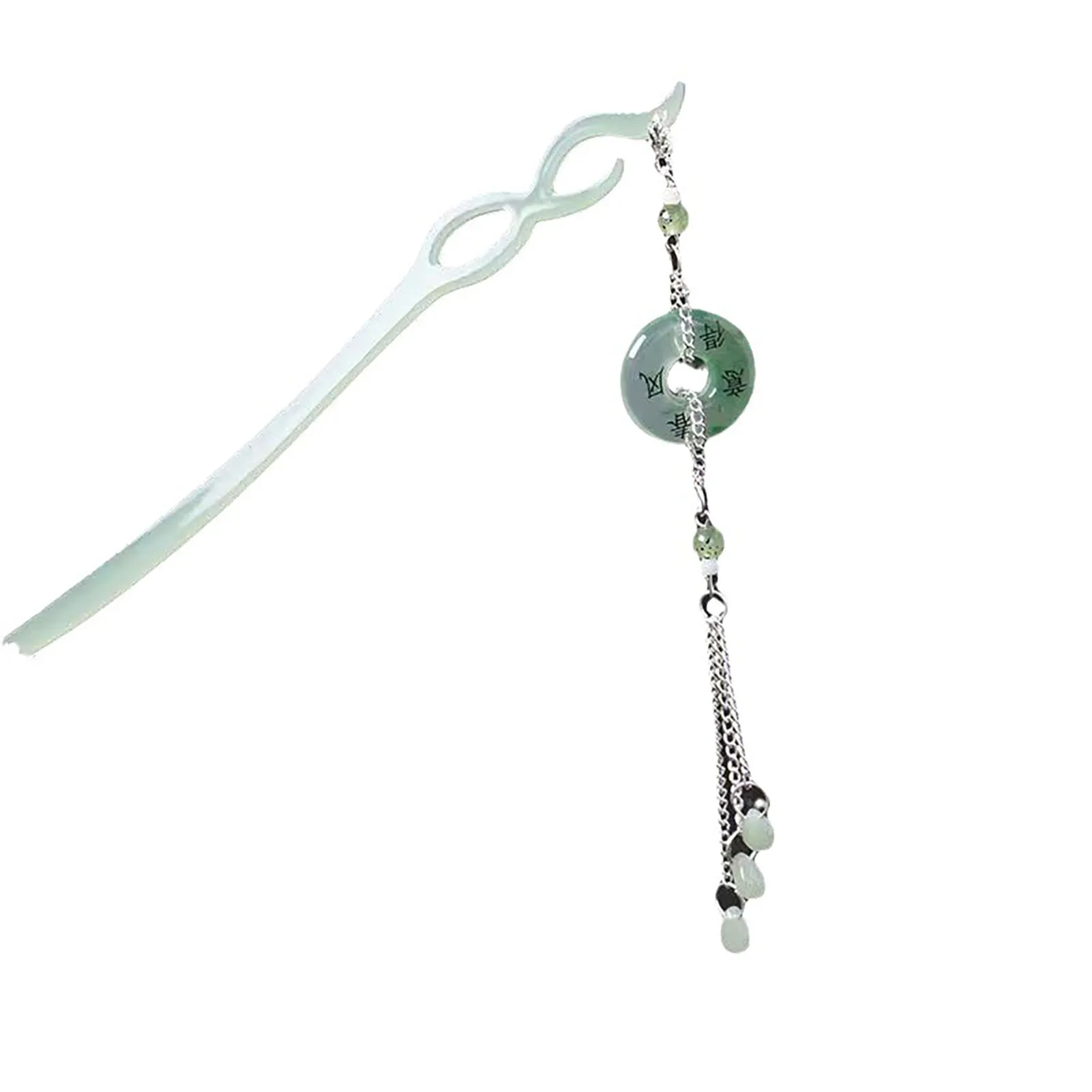 Vintage Tassel Hair Stick Jade Fringe Hairpin Chopstick For Women Chinese Hanfu Hair Accessories Retro Custome Hair Bun Jewelry