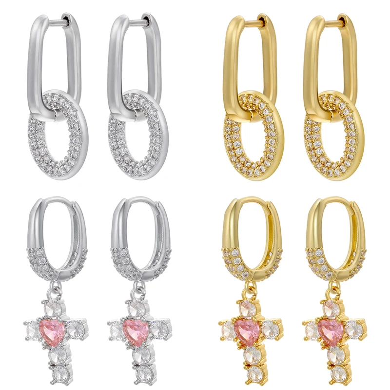 ZHUKOU 3 stili pendenti orecchini orecchini pendenti vergine maria orecchini croce moda Cubic Zirconia gioielli all\'ingrosso VE897