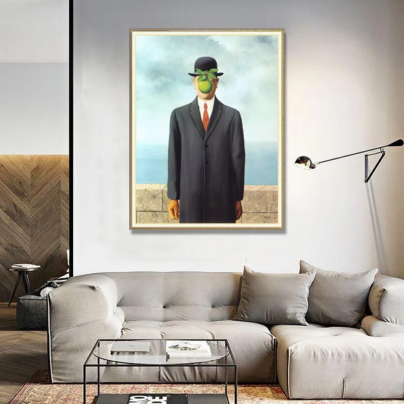 

Rene Magritte artworks,The Son of Man,Oil paintings on canvas handmade, Famous painting replica,Free shippping home decorations