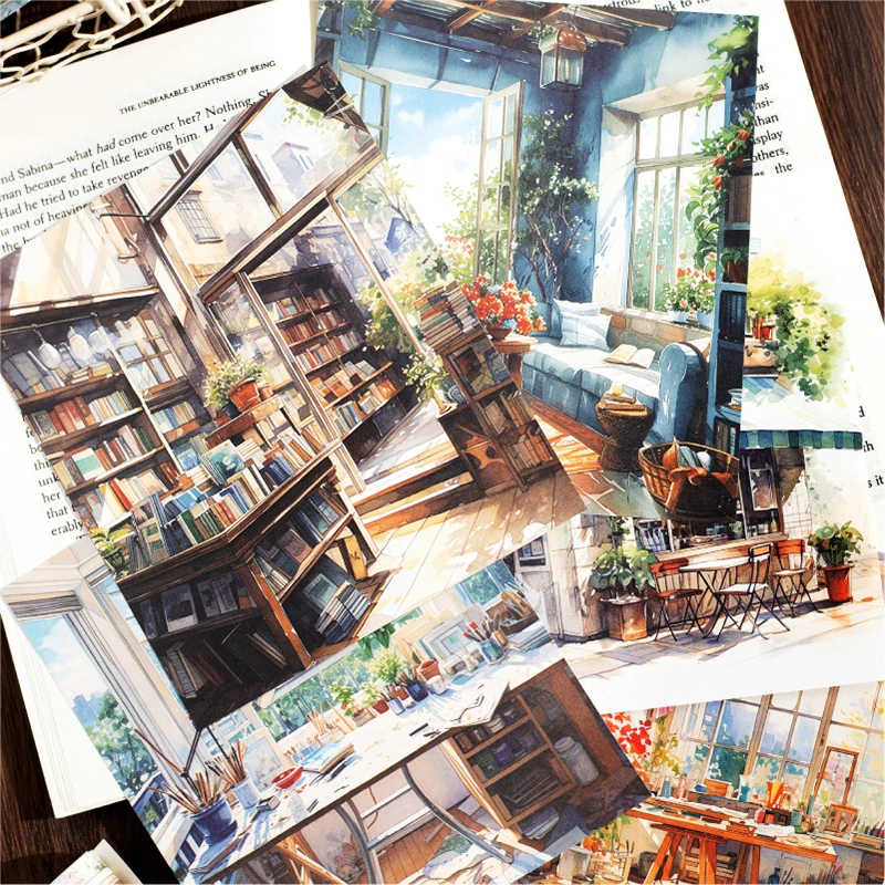 Yoofun 30sheets Street Corner Scenery  Material Paper Aesthetic Scrapbooking Collage Junk Journal Decor Aesthetic DIY Paper