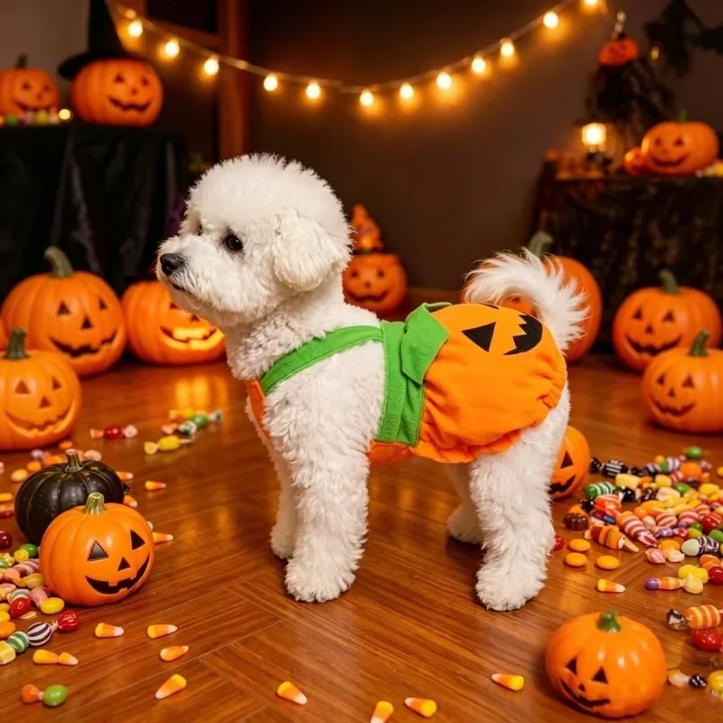 Lustiges Halloween-Kürbis-Haustier-Overall-Kostüm, Cosplay-Outfit, Kürbis-Kostüm für Hunde und Katzen, Feiertagsparty-Dekoration – Detail 2