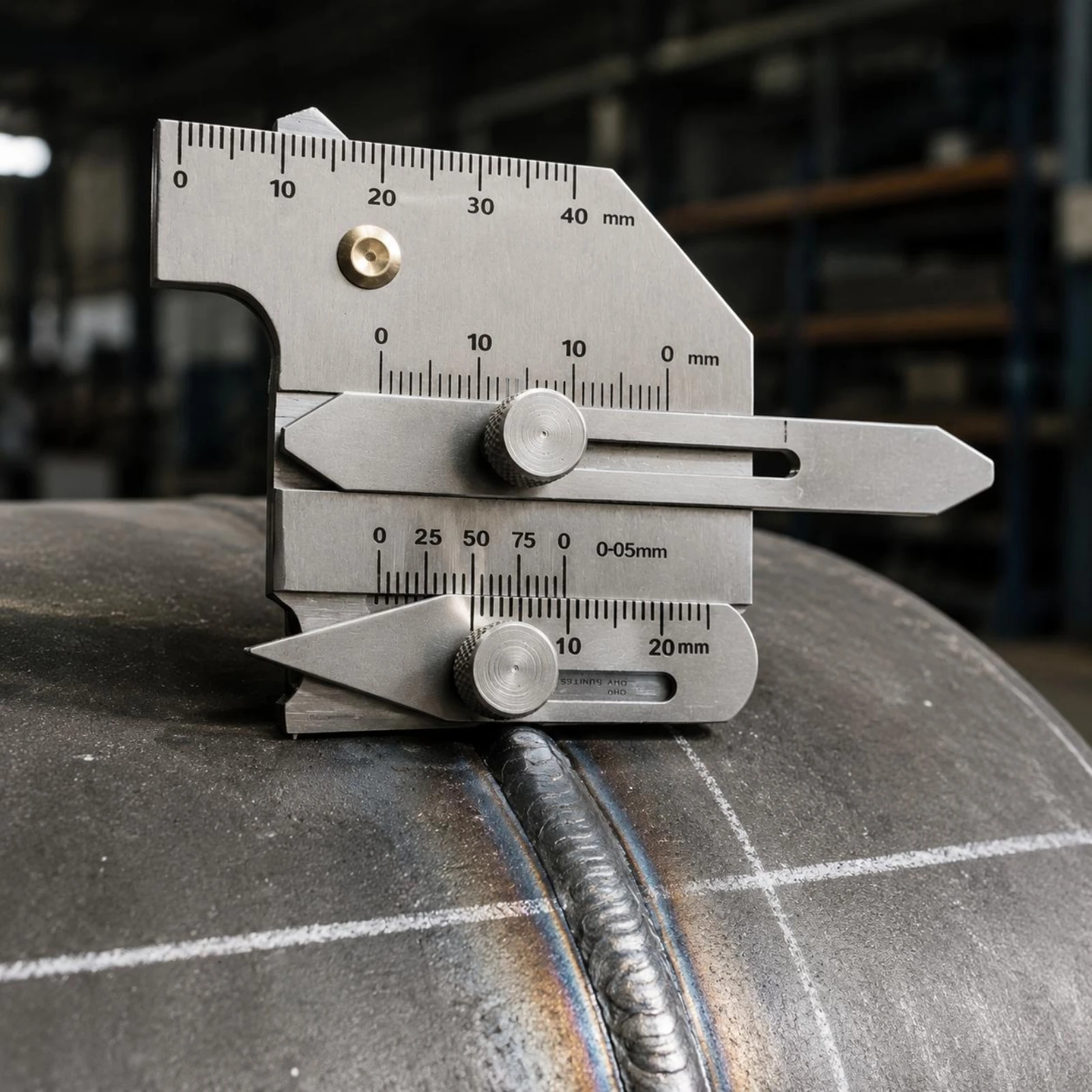 Weld Inspection Ruler Multi-Purpose Soldering Gauge Weld Seam Measuring Tool Engraved Markings Soldering Seam Gauge Sliding Arms