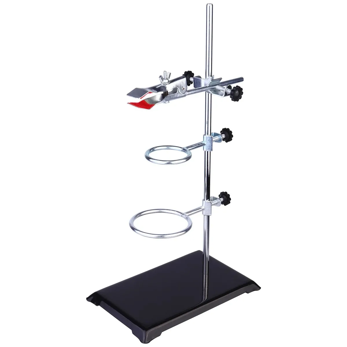 40cm Laboratory Grade Metalware Support Stand, Cork Lined Burette Clamp with 2 Retort Ring(2inch,3inch Dia) Laboratory Equipment