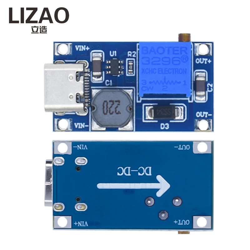 5/10PCS MT3608 DC-DC Boost Converter Module 2-24V Input Output 5V 9V 12V-28V Adjustable Step Up Power Board Micro USB / Type-C