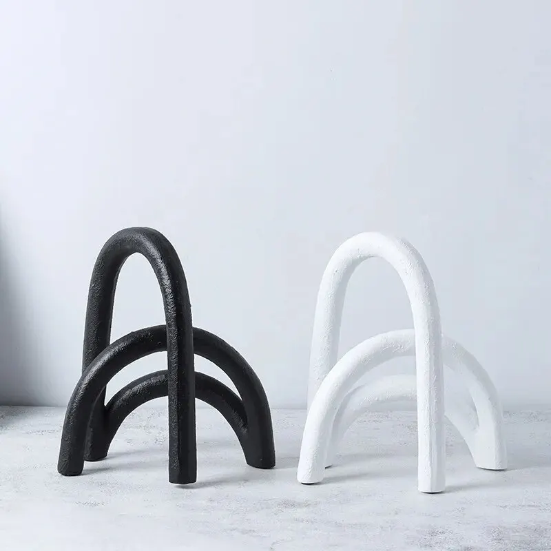 

Modern Nordic Geometric Arch Bridge Black and White Resin Crafts Ornaments Living Room Desktop Furnishings Gifts