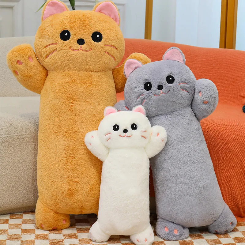 

Fluffy Long Cat Body Pillow Adorable Plush Toy Stuffed Animal Perfect for Cuddling Anime Bedding Kawaii Girls Boy Kid Room Decor
