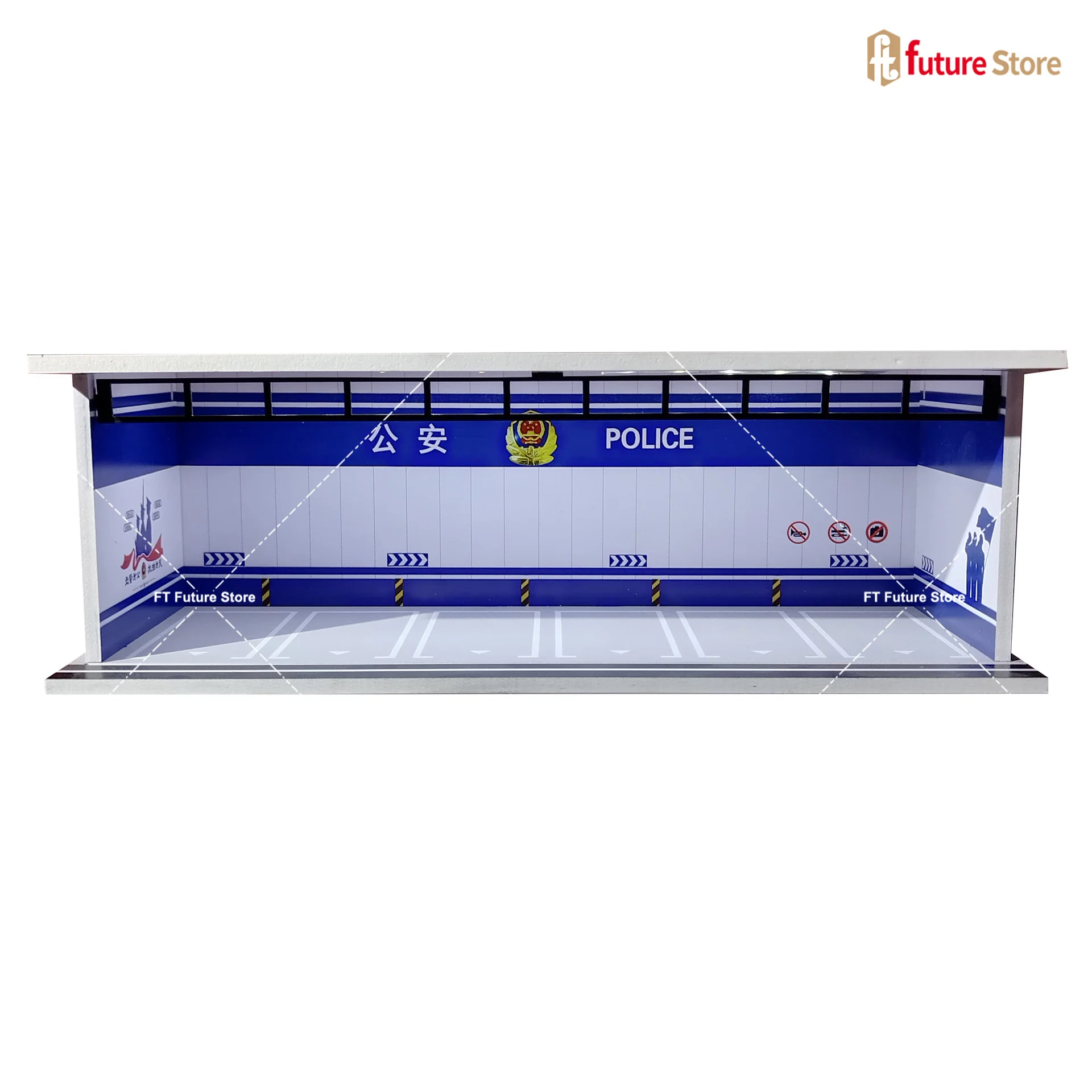 1/64 Schaal Garage Scène Model Verlichting Gemonteerd Parkeerplaats Diorama Parkeerplaats voor Miniaturen Figuur Auto's Display