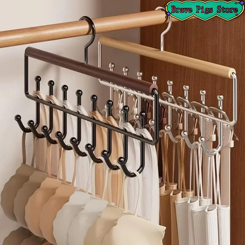 [HM]1Pcs Caps Belts Ties Storage Rack Wooden Hat Organizer Rack With Hooks Space-Saving Home Retail Display Clothes Storage[HM]