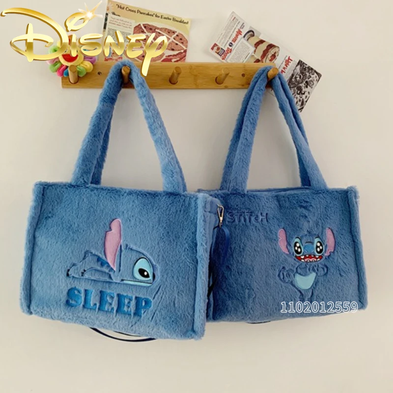 

Disney Stitch New Plush Women's Shoulder Bag Large Capacity Fashionable Women's Plush Handbag Embroidered Shoulder Crossbody Bag