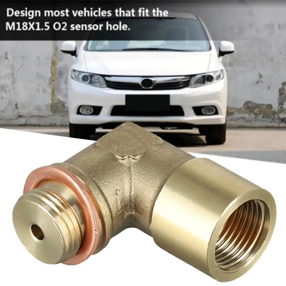 90 Degree O2 Oxygen Sensor Spacer Extender Tools - M18 X 1.5 Brass Fitting Universal Connector Plug Kit For Exhaust P0420 P Q2G2