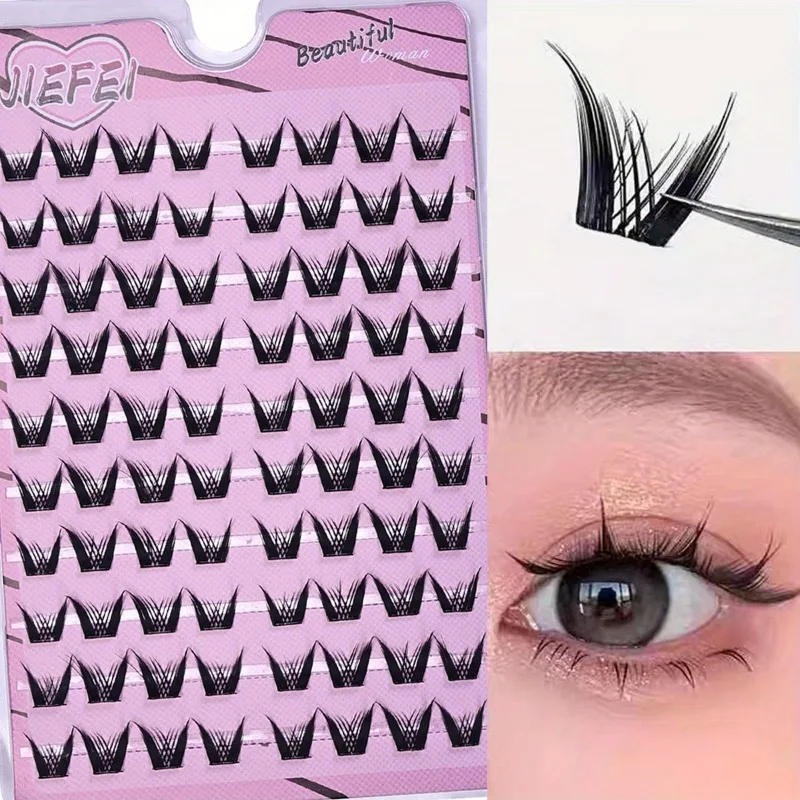 Self Adhesive False Eyelashes Thick Curling Sunflower W Shaped Manga Lashes Extension Enlarge Eyes Easy Wear Reusable