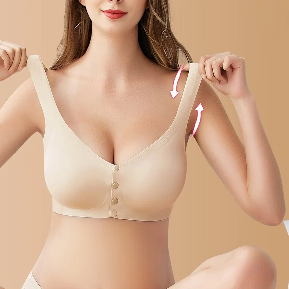 Wire-Free Nursing Bra for Pregnant Women Breathable Pull Up Breastfeeding Maternity Bras Front Opening convenient Bras