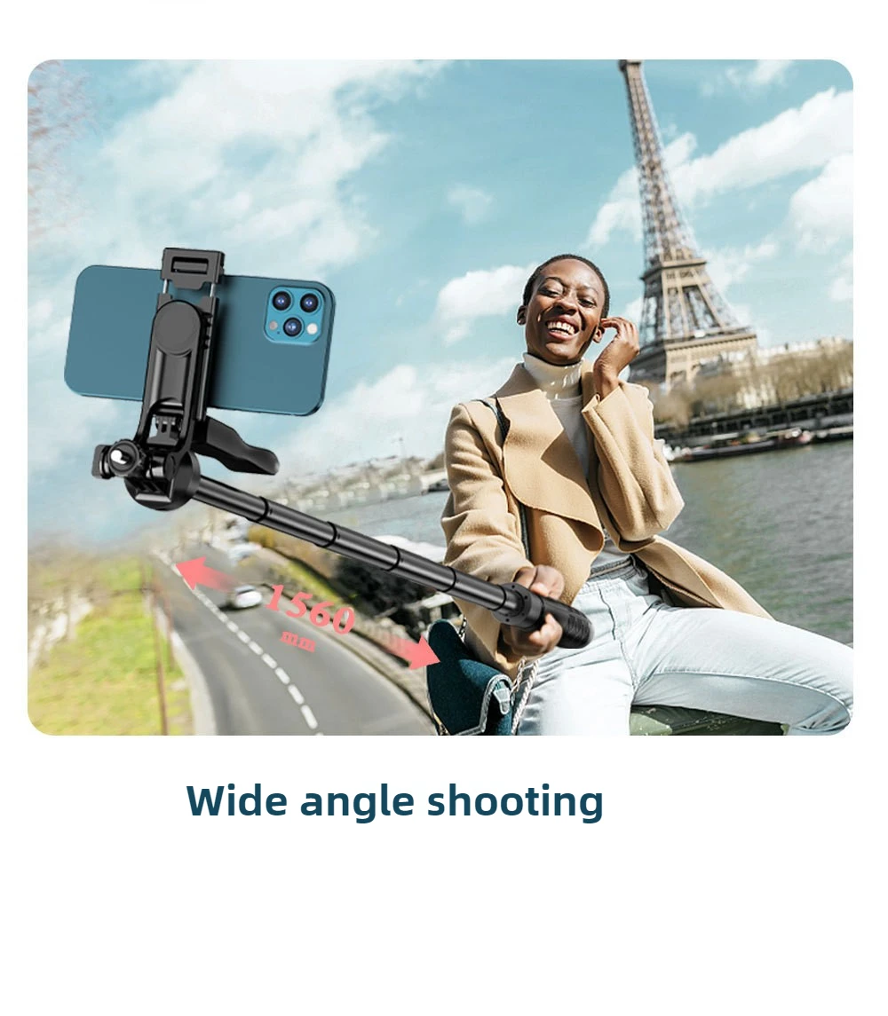 1.55m Selfie Stick Tripod with Remote Control Panoramic Ball head Holder for iOS Android Smart Phone Selfie Stick Stabiliser