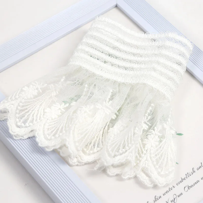 Lace Mesh Elegant Romantic Flower Fake Sleeves Detachable Wrist Cuffs Short Fingerless Gloves Wrist Warmer Sweet Dress Accessory