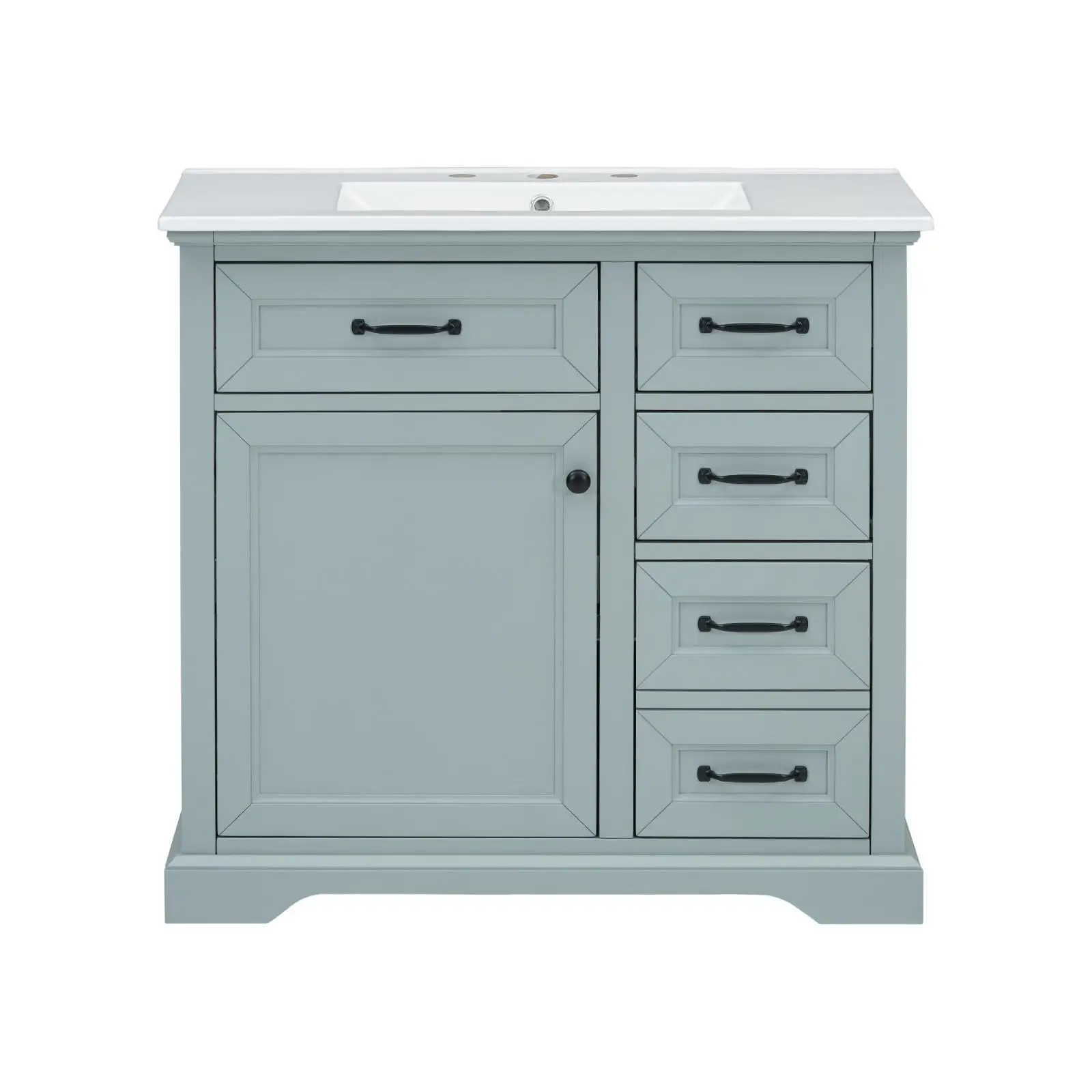

Bathroom Vanities 36 Inch with Grey Ceramic Sink Cabinet and Spacious Drawers Modern Furniture for Bathroom Storage