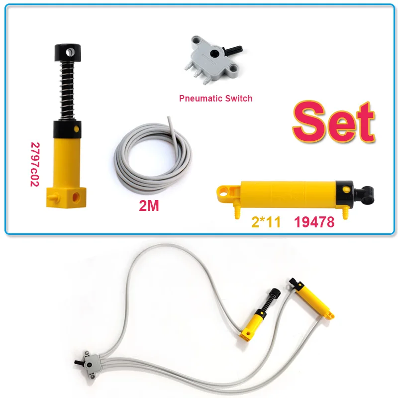 Części do budowy technologicznej pompy pneumatycznej z napędem sprężynowym 19478 Cylinder/Wąż/Włącznik Klocki MOC Akcesoria do zabawek
