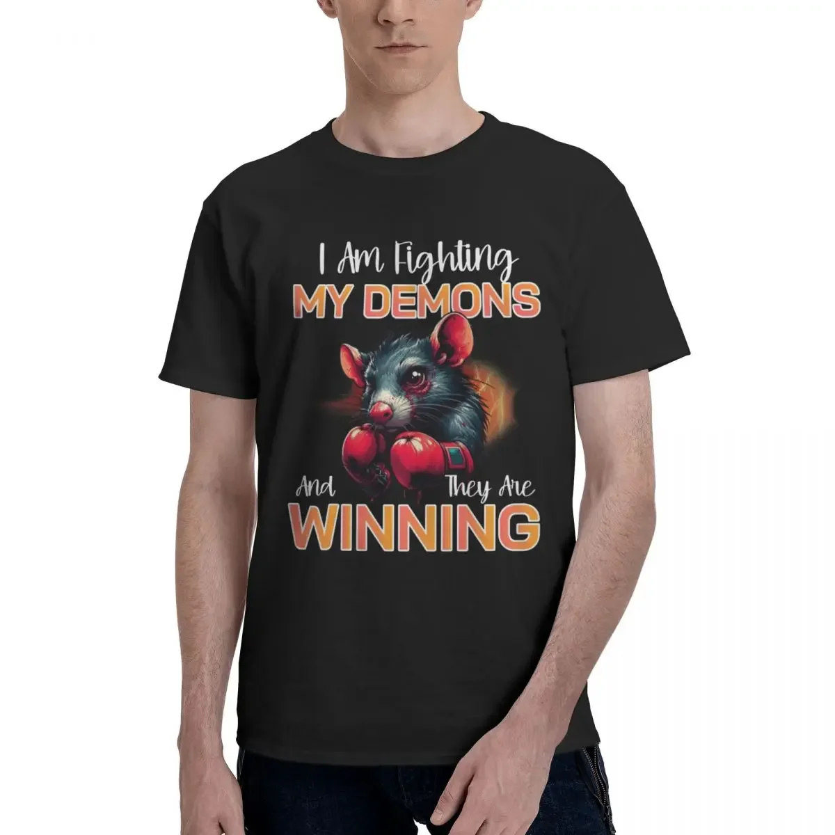 I'm Fighting My Demons And They Are Winning Meme Oversized Graphic T Shirt Quality T-Shirt for Men Women Man Tee Short Sleeve