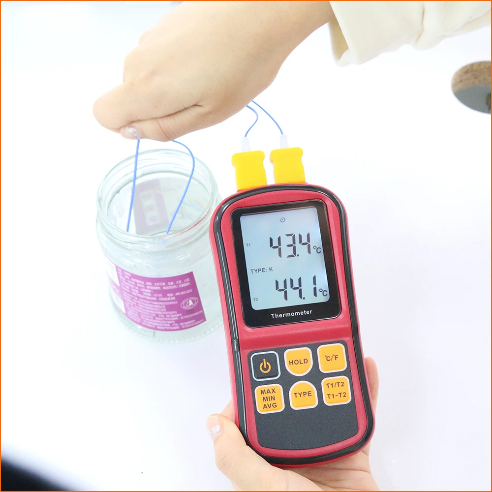 RZ Temperature Meter Digital Measure Tool Professional Handheld Temperature Tester With 2pcs Thermocouple Use For Liquid