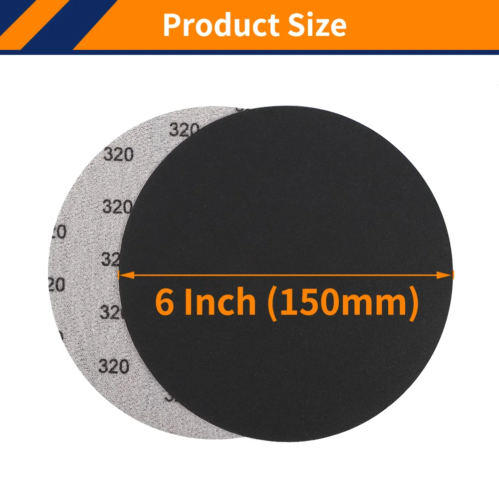 6 Inch Sanding Disc Wet Dry Sandpaper Silicon Carbide Hook and Loop Sanding Pad for Random Orbital Sander,Automotive,Woodworking