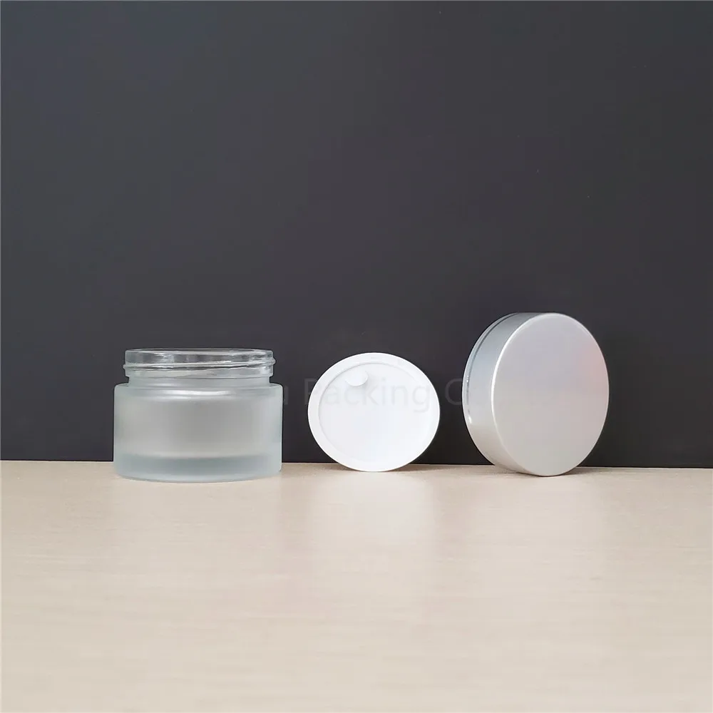 100 frascos de vidro fosco dos pces 50g, frascos de creme 50ml, garrafas de creme dos cuidados com a pele, recipientes cosméticos de 1.7 fl oz