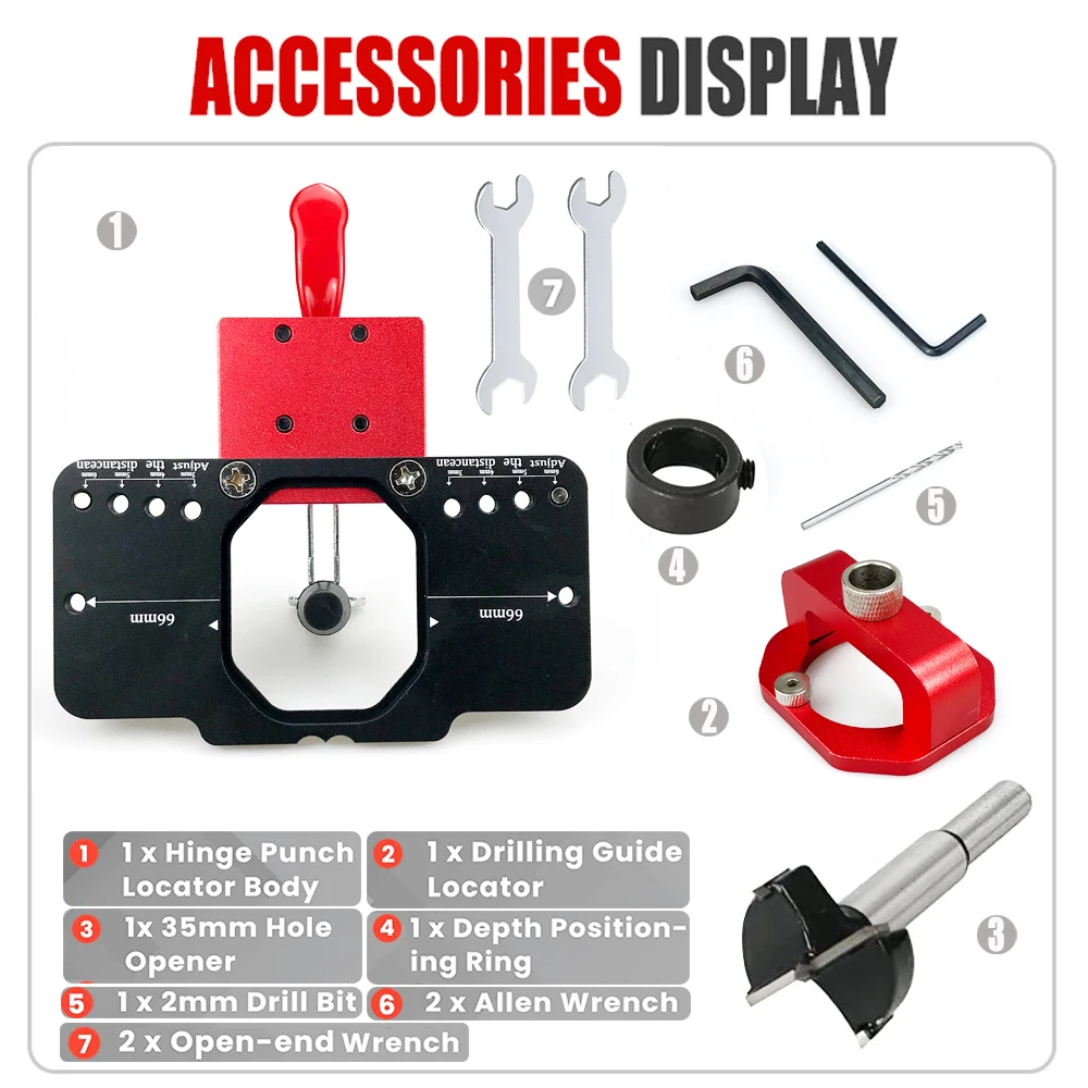 35mm Concealed Door Hinge Jig Accurate Locking Cabinet Hinge Jig Pocket Hole Jig Adjustable Quick Punch Cabinet Hardware Jig