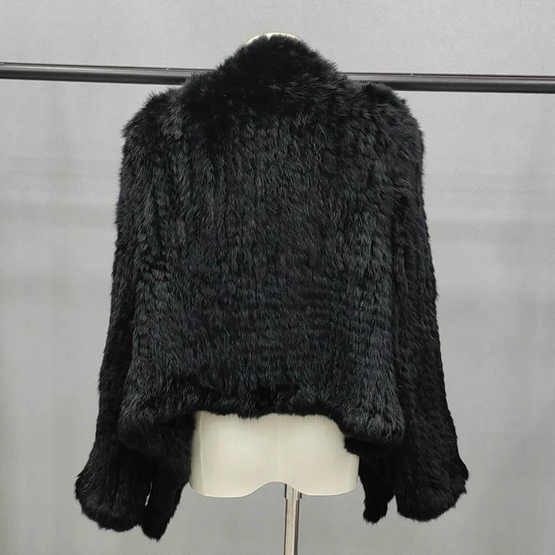 2026 Modischer Neuer Echter Kaninchenfell-Strickmantel, Hochwertiger Langarm-Lose-Schnitt-Mantel, Jacke, Damen-Wärmemantel, Echter Pelzmantel – Detail 8
