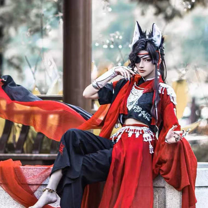 

Red Chinese Antique Costume Han Fu Suit Halloween Uniform Tian Guan Ci Fu Hua Cheng Cosplay Unfirom Costume 2025 new