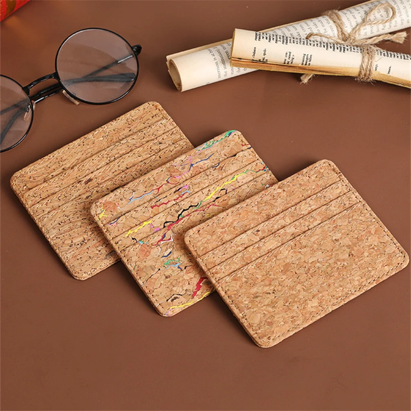 Cork Leather ID Bank Card Holder Credit Multi Slot Slim Card Case Wallet Women Men Business Card Cover Money Bag Coin Purse