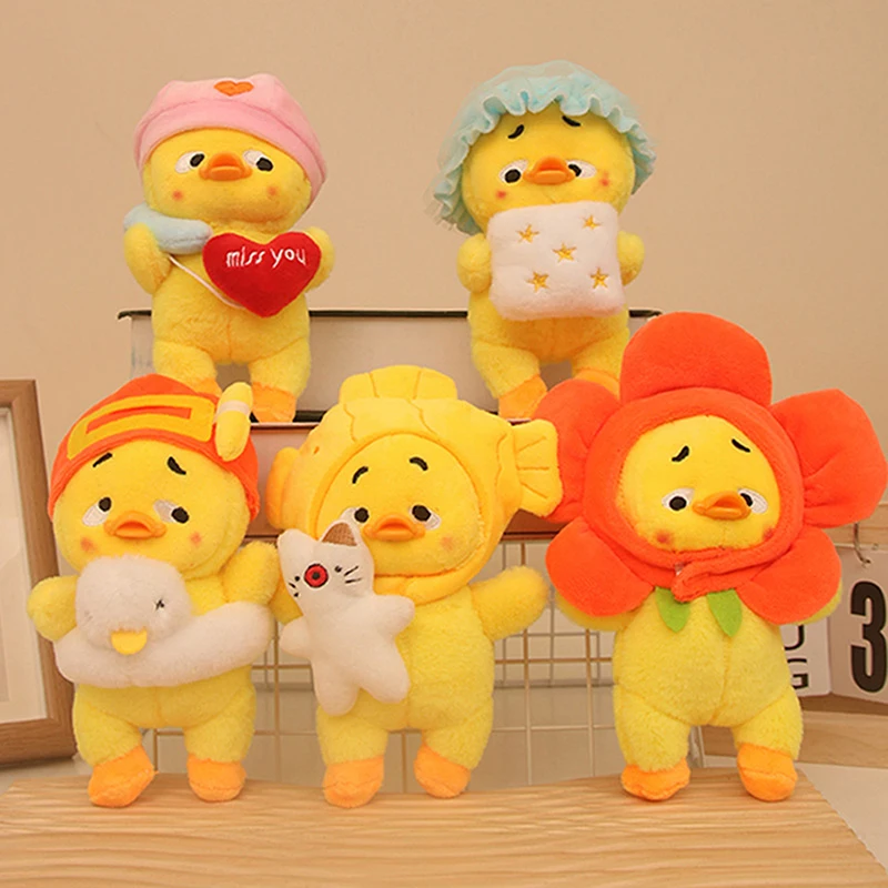 1 Pcs Cute Don't Want To Work Duck Annoying Duck Pendant Plush Toy Doll Little Yellow Duck Bag Hanging Ornament Doll Kids Gift