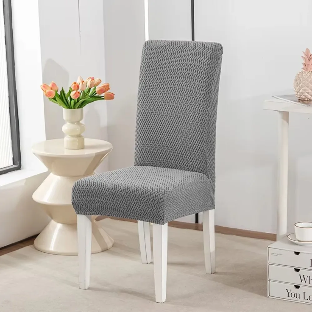 

Extra Long Chair Cushion Cover Checkered Jacquard Solid Color Elastic Cover Stretchable Washable Chair Slipcover Protector