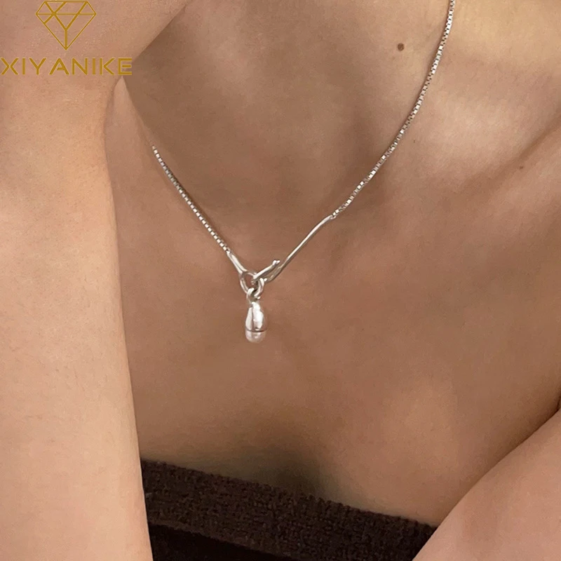 XIYANIKE 2022 Unique Pearl Pendant Necklace For Women Girl Clavicle Chain Choker Fashion Jewelry Gift Party collares para mujer