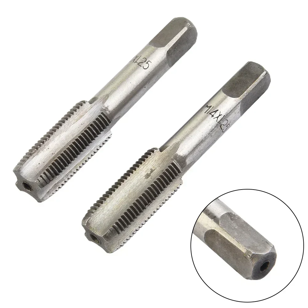 2 Pcs Tap HSS 14mm X 1.25 Metric Taper Head And Plug Head Right Thread M14 X 1.25mm Silver High-speed Steel Taps