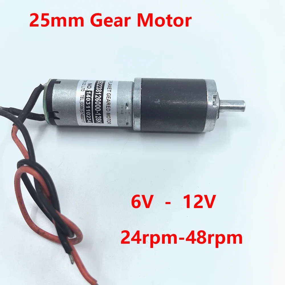 Mini 25mm planetary reduction Gear Motor Full Metal Gearbox DC 6V-12V 48RPM Slow Speed High Torque 6mm Shaft For Smart Robot Car