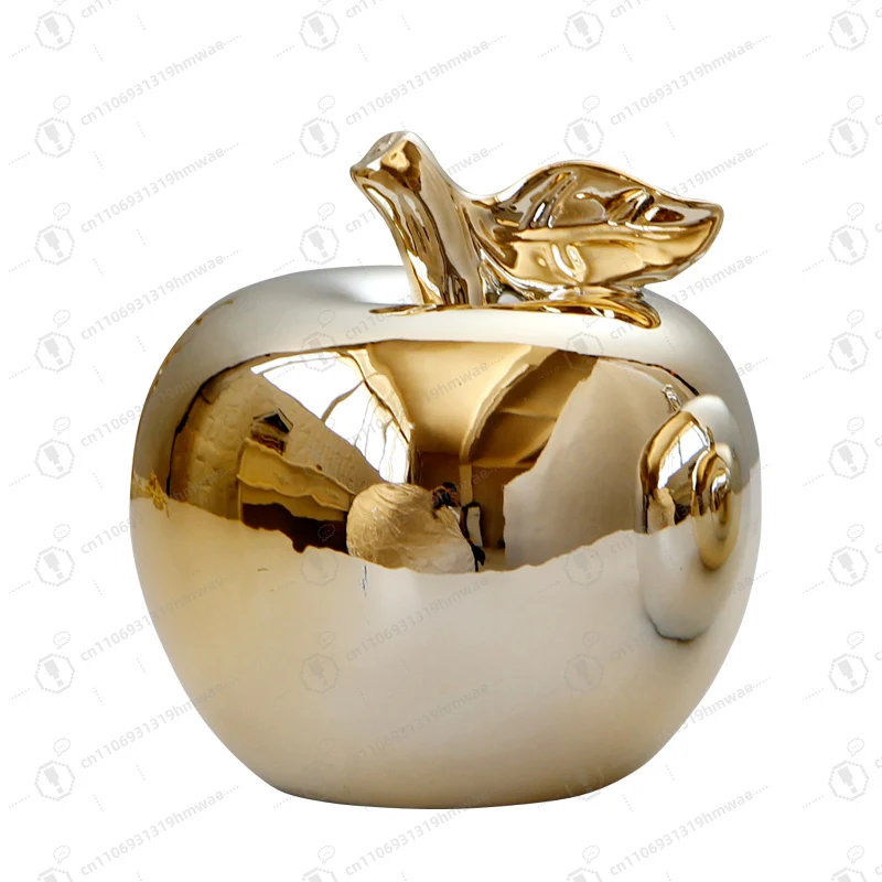 

Home decoration ceramic small ornament gold-plated apple ornament