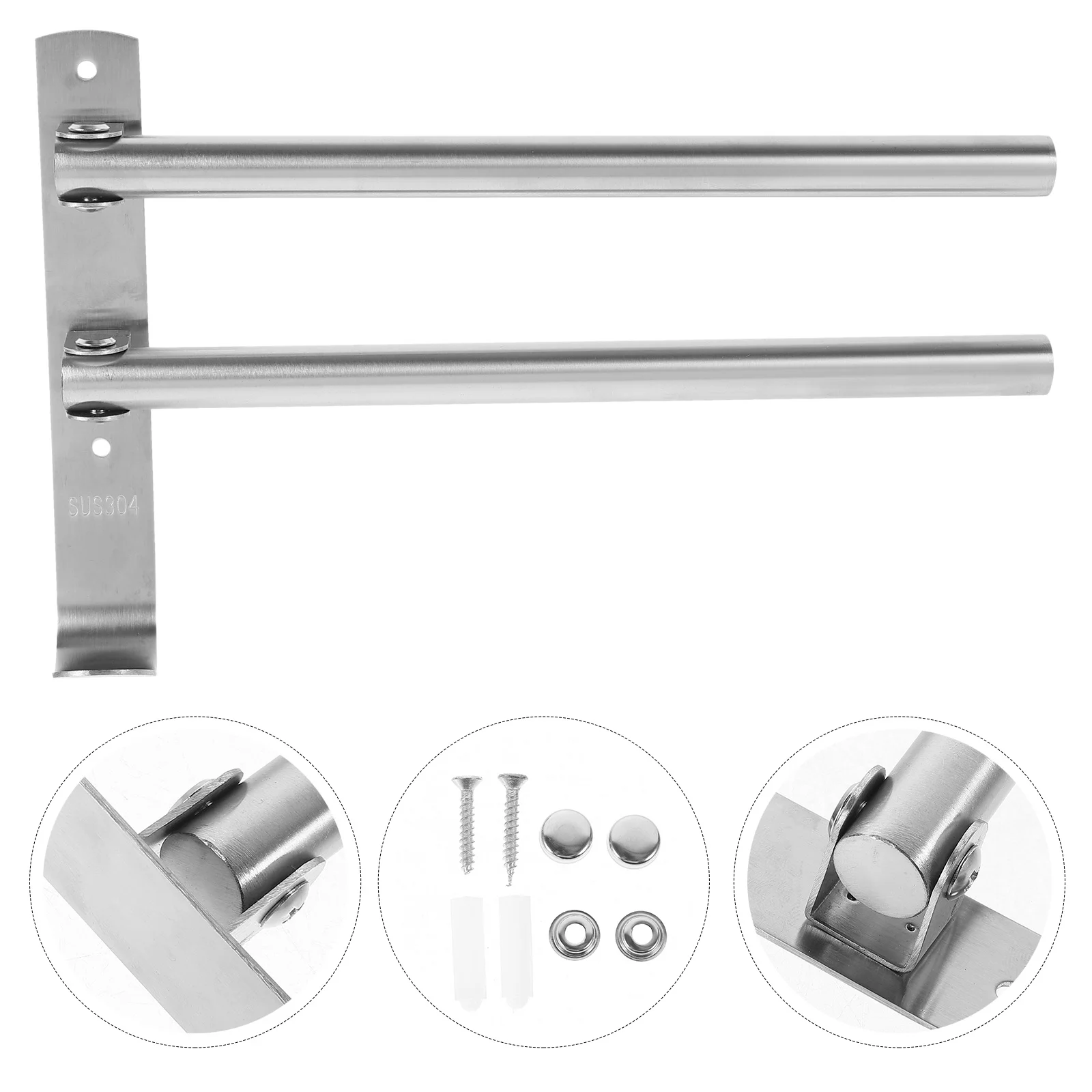 

Wall Mounted Rotatable Towel Rack Two Layers Stainless Steel Heavy Duty Bathroom Towel Holder Storage Organizer
