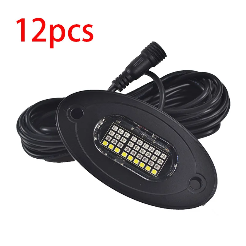 Kingshowstar New 12Pcs Pure White 36LED RGBW Fog Light Headlight/Tail Light Rock Light Kit Super Bright Flashing Music APP