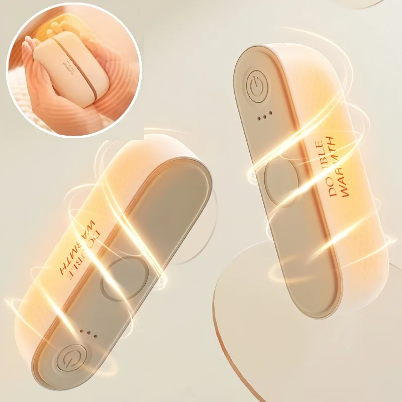 

Портативная магнитная разделенная грелка для рук 2 в 1, USB перезаряжаемая карманная обогреватель с регулировкой температуры, двойное тепло для зимы