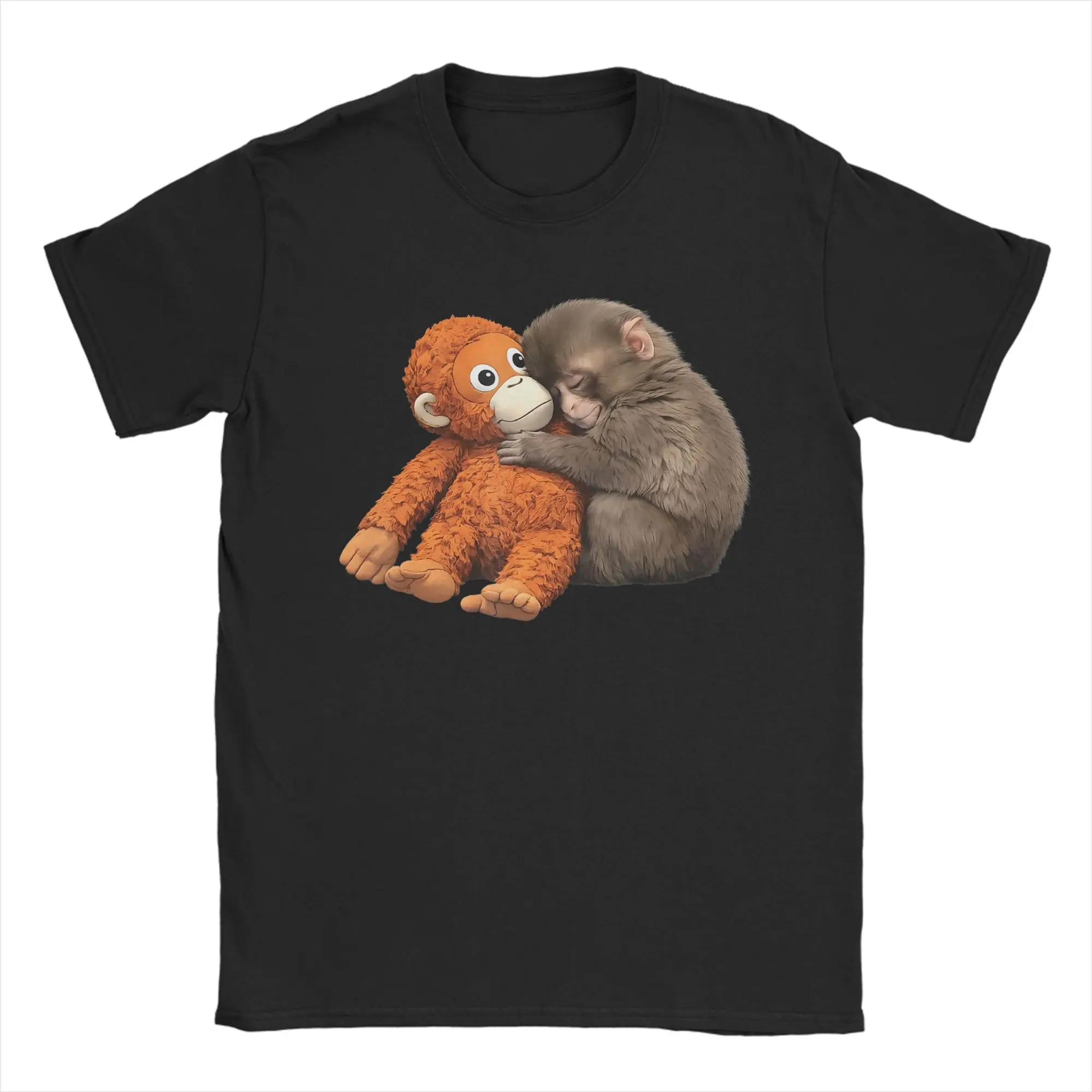 Men's T-Shirts Cute Baby Monkey Punch Vintage Cotton Tees Short Sleeve  T Shirt O Neck Tops 4XL 5XL