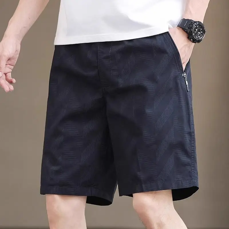 

Mens Summer Cotton Casual Shorts Printed Loose Straight Leg Beach 5 Inch Pants