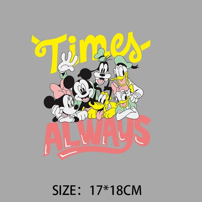 Minnie Mickey Mouse Sports Casual Patches for Clothing on Kids Girls Boys Clothes DIY Garment Hoodies Sweatshirt Disney Patch