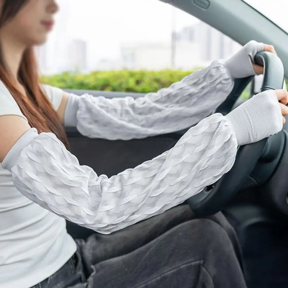 Capa de braço leve com proteção solar uv, mangas de braço para homens e mulheres, punho canelado, capas de seda gelada para atividades ao ar livre para golfe