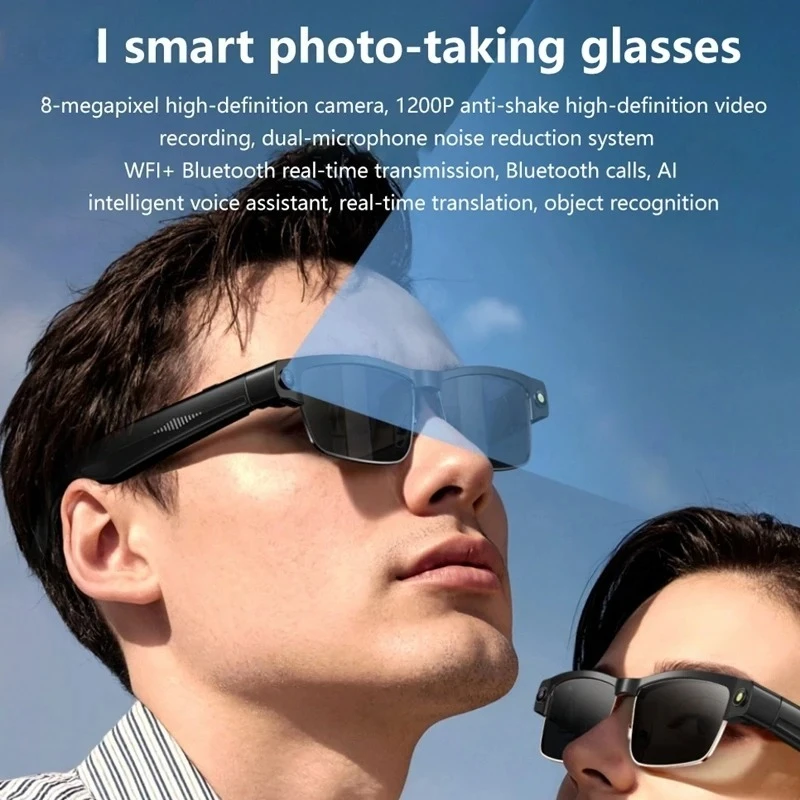 200W AI Smart Camera Glasses 200MP Bluetooth Glasses Call Playing Music Object Recognition AI Translation Multifunction