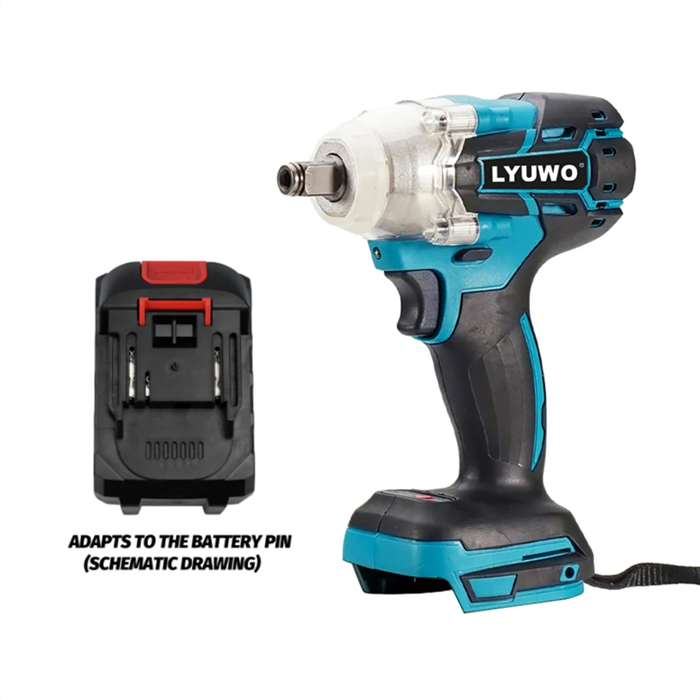 LYUWO 21V 520N. m Lithium Battery Charging Brushless Electric Wrench Driver Electric Screw Cannon Wrench Impact Electric Tool