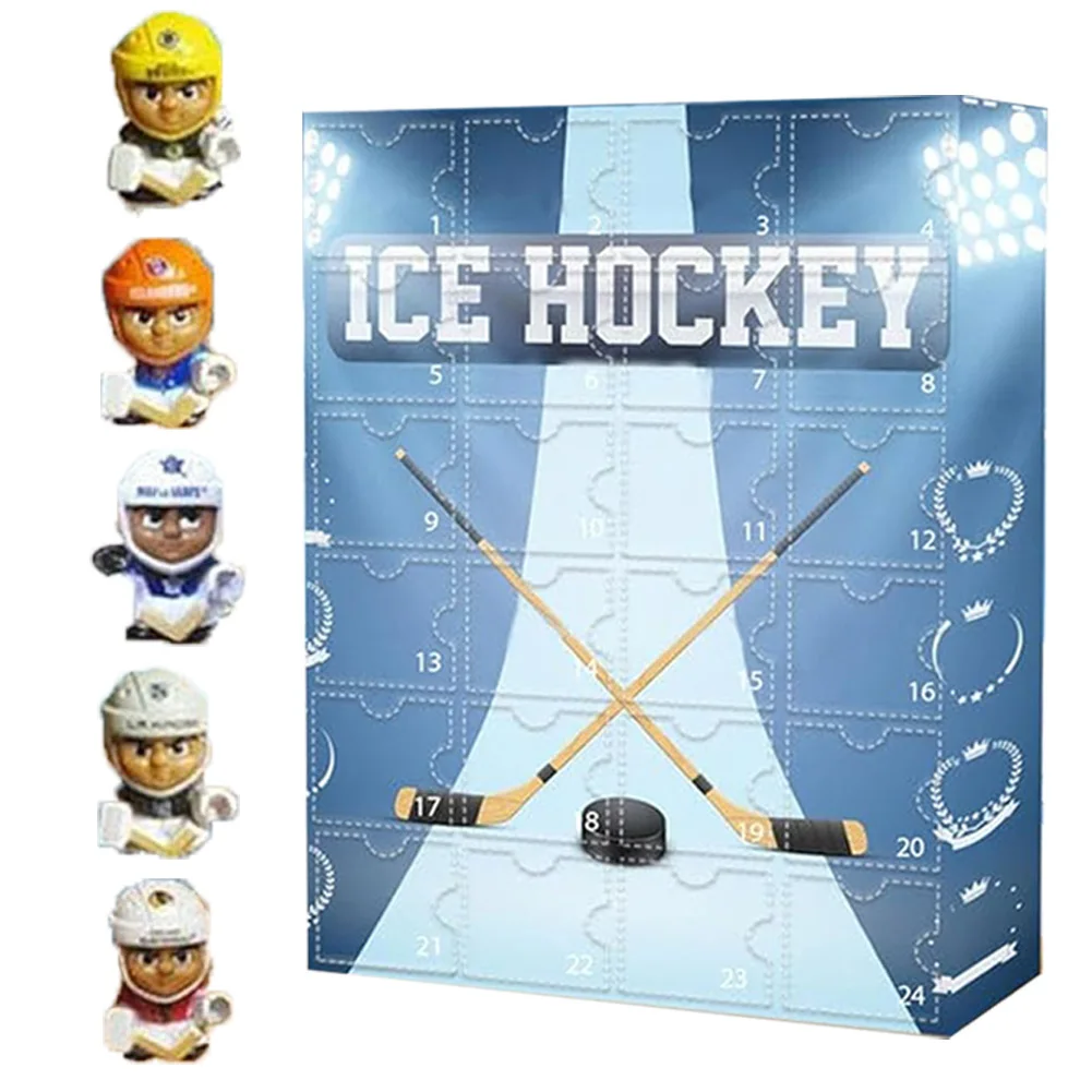 Ice Ball Decoration Miniature Keepsake Acrylic Funny 24 Day Hockey Countdown Advent Calendar for Home Classroom Christmas Decor