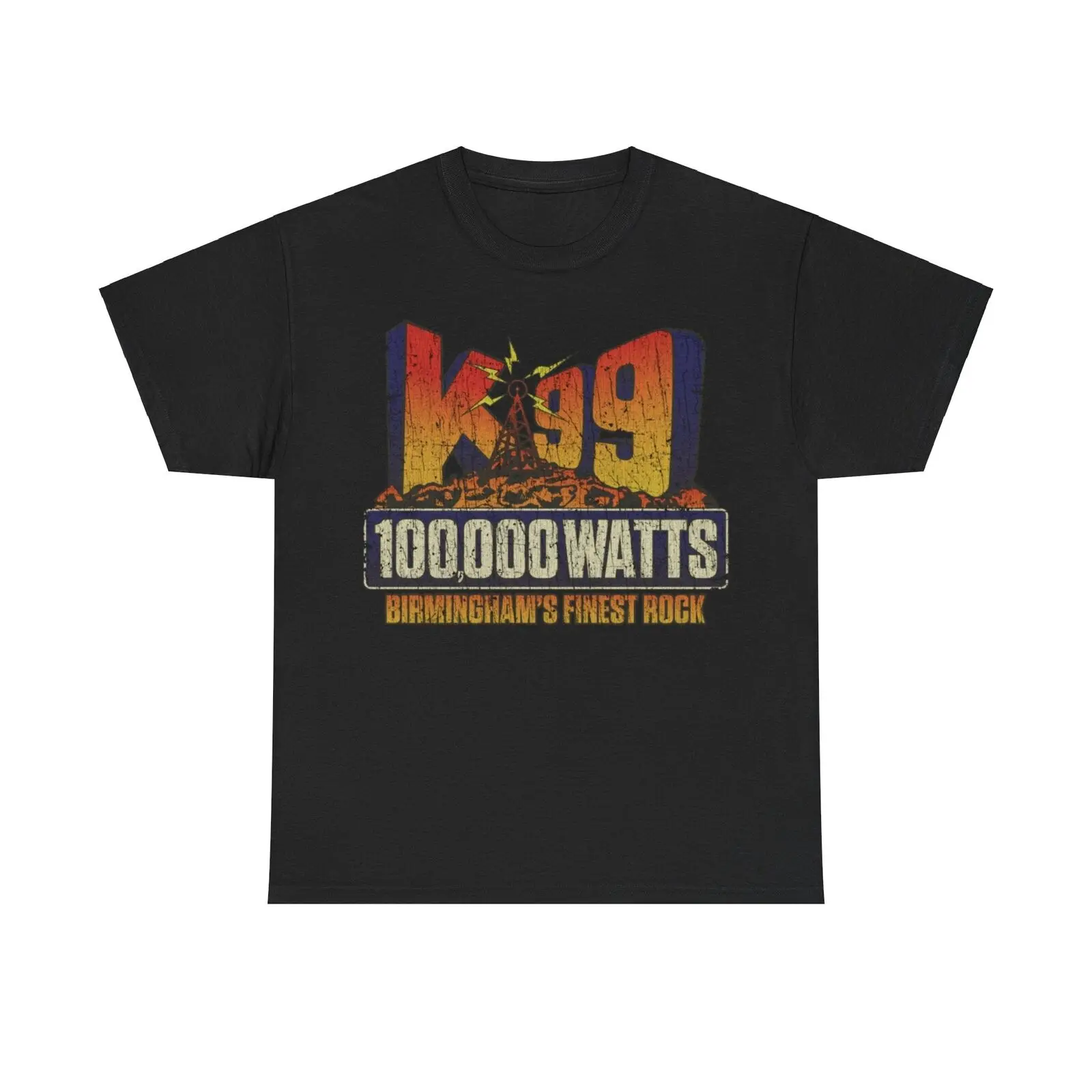 K99 Birminghams Finest Rock 1976 Radio Station Distressed Print T-shirt