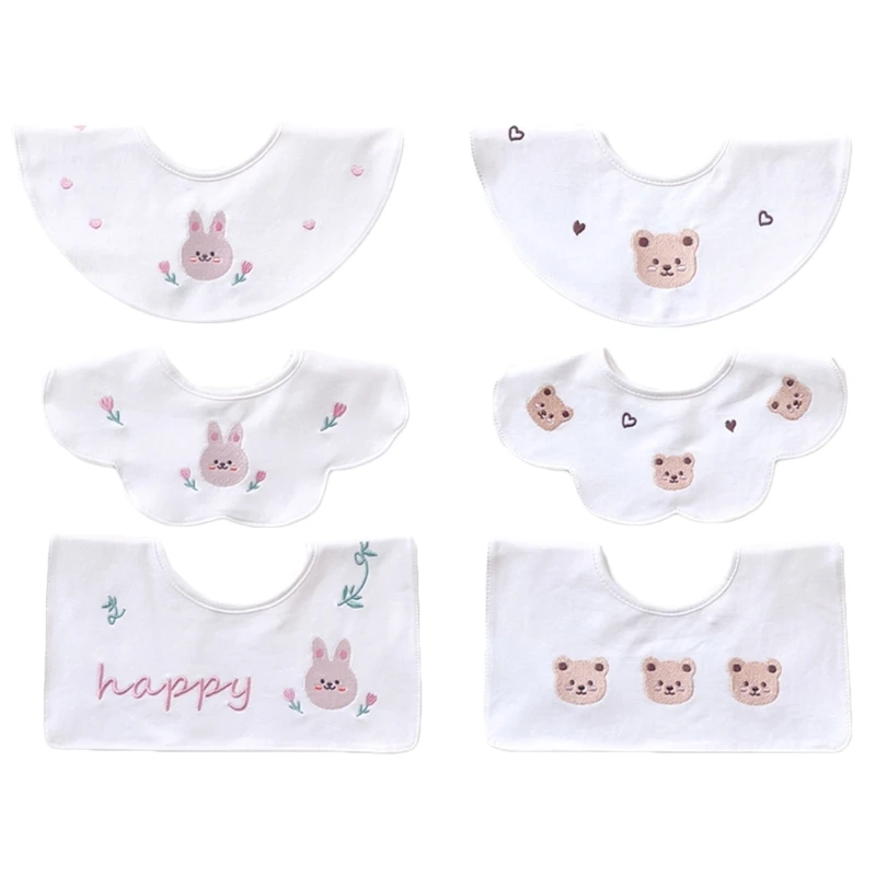 

3xBreathable Baby Bib Newborn Drooling Bib Cotton-gauze Burp Cloth with Snap Button Infant Teething Bib Feeding Towel