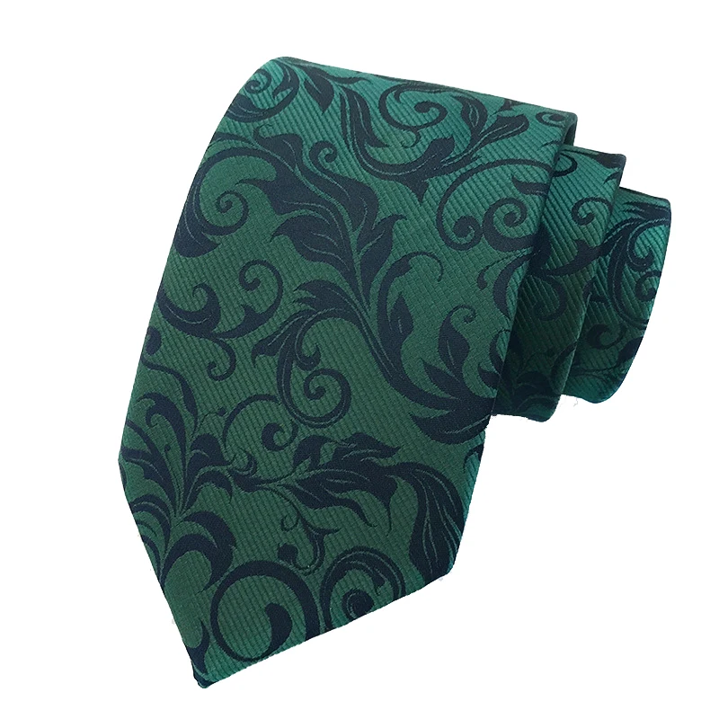 Fashion 8CM Mens Necktie Polka Dot Stripes Paisley Ties For Man Jacquard Woven Ascot Green Color Business Party Accessories