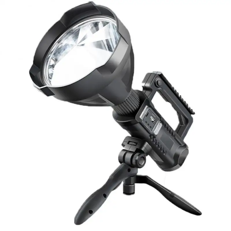 

Rechargeable Spotlight High Lumens Super Bright Flashlight with 4 Modes IPX5 Waterproof Large Searchlight with Tripod